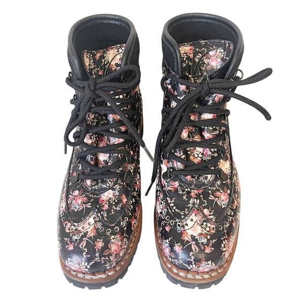 TABITHA SIMMONS Bexley Floral Print Leather Combat Boots Size 7.5 - Picture 5 of 14